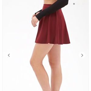 F21 Cute Burgundy Skater Skirt